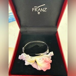 Franz Silver and Multicolor Iris Floral Bracelet